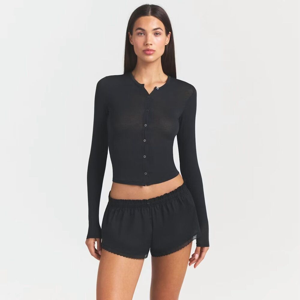 Skims Sheer Modal Cardigan Onyx Size XXS